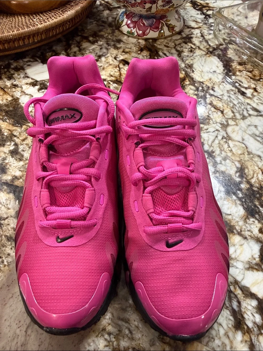 Woman’s Nike Max Dn8 Bright Pink Athletic Sneakers with Black Sole